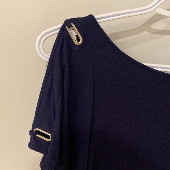 Blue Cold Shoulder shirt - Picture 2 of 3